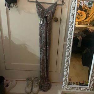 Sparkly gray long sequin dress